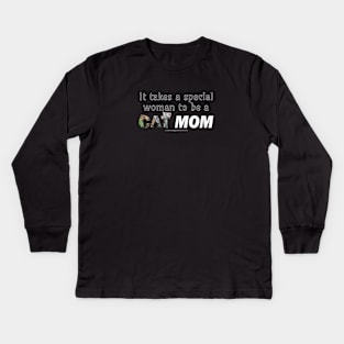 It takes a special woman to be a cat mom - mixed kittens oil painting word art Kids Long Sleeve T-Shirt
